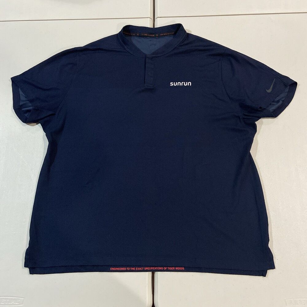 SUNRUN "RUN"Nike Dri-FIT ADV Tiger Woods Men's Golf Polo Size XL Blade Collar